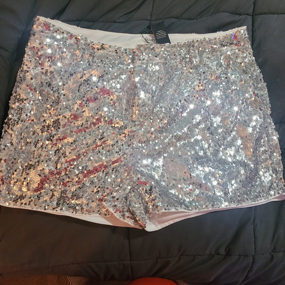 Silver sequined shorts